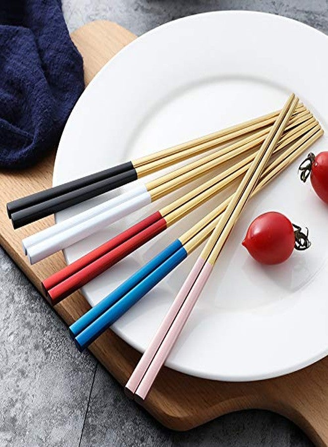 Iktu 5 Pairs Reusable Chopsticks Set - Stainless Steel Japanese Chopsticks, Lightweight Easy to Use Chop Sticks with Case for Sushi, Noodles and Other Asian Food (Gold - 5 Pair) - Image 2